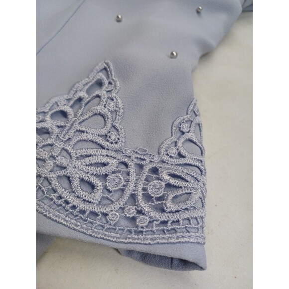 R&M Richards Beaded Top Long Dress Gray Lavander Sz 8 Petite - Picture 7 of 10